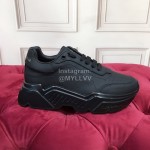 Dolce Gabbana Fashion Silk Leather Thick Soles Sneakers For Women Black
