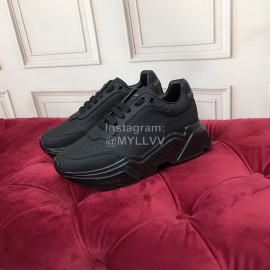 Dolce Gabbana Fashion Silk Leather Thick Soles Sneakers For Women Black