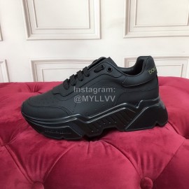 Dolce Gabbana Fashion Silk Leather Thick Soles Sneakers For Women Black