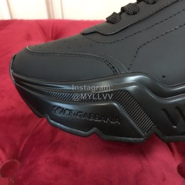 Dolce Gabbana Fashion Silk Leather Thick Soles Sneakers For Women Black
