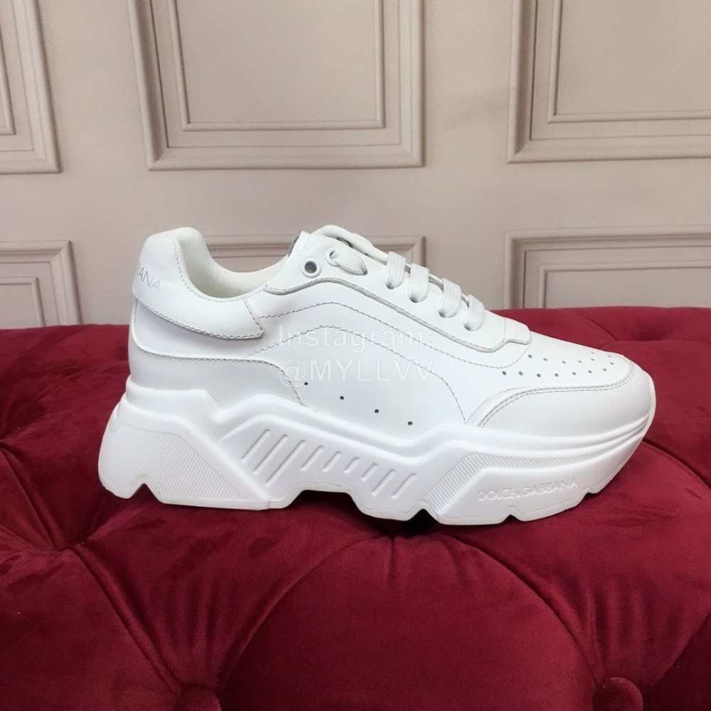 Dolce Gabbana Fashion Silk Leather Thick Soles Sneakers For Women White