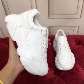 Dolce Gabbana Fashion Silk Leather Thick Soles Sneakers For Women White
