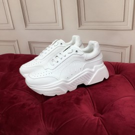 Dolce Gabbana Fashion Silk Leather Thick Soles Sneakers For Women White