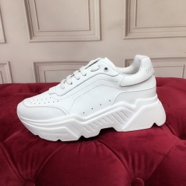 Dolce Gabbana Fashion Silk Leather Thick Soles Sneakers For Women White
