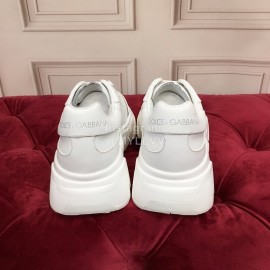 Dolce Gabbana Fashion Silk Leather Thick Soles Sneakers For Women White