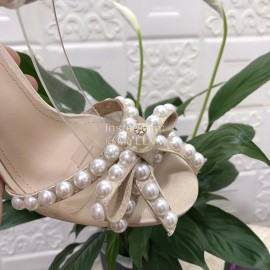 Dolce Gabbana Pearl Sheepskin High Heel Sandals For Women Apricot