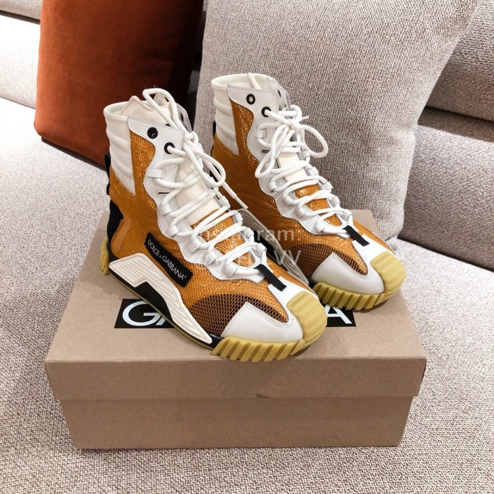 Dolce Gabbana Autumn Winter New High Top Casual Sneakers For Men And Women Orange