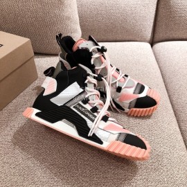 Dolce Gabbana Autumn Winter New High Top Casual Sneakers For Men And Women Pink