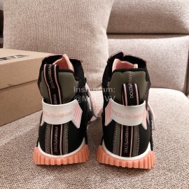 Dolce Gabbana Autumn Winter New High Top Casual Sneakers For Men And Women Pink