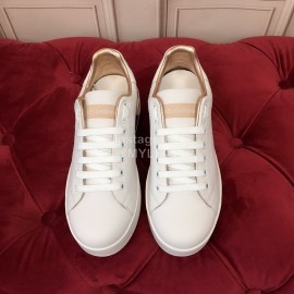 Dolce Gabbana New Silk Leather Casual Shoes For Men And Women Gold
