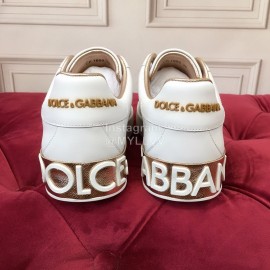 Dolce Gabbana New Silk Leather Casual Shoes For Men And Women Gold