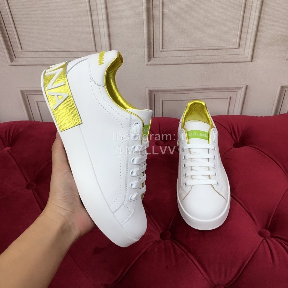 Dolce Gabbana New Silk Leather Casual Shoes For Men And Women Yellow