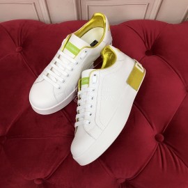 Dolce Gabbana New Silk Leather Casual Shoes For Men And Women Yellow