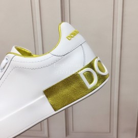 Dolce Gabbana New Silk Leather Casual Shoes For Men And Women Yellow