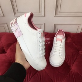 Dolce Gabbana New Silk Leather Casual Shoes For Men And Women Pink