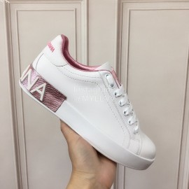 Dolce Gabbana New Silk Leather Casual Shoes For Men And Women Pink