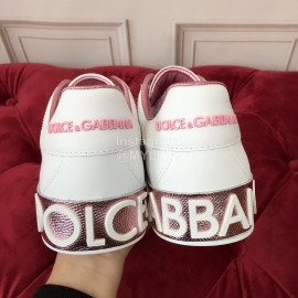 Dolce Gabbana New Silk Leather Casual Shoes For Men And Women Pink