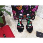 Dolce Gabbana Diamond Sheepskin High Heel Sandals For Women Black
