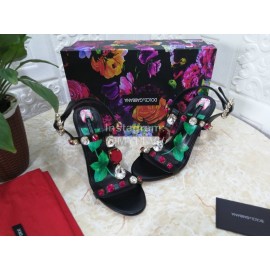 Dolce Gabbana Diamond Sheepskin High Heel Sandals For Women Black