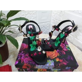 Dolce Gabbana Diamond Sheepskin High Heel Sandals For Women Black