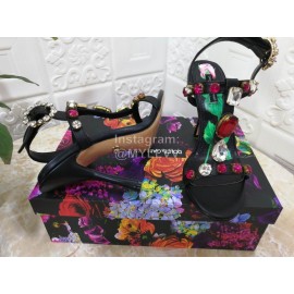 Dolce Gabbana Diamond Sheepskin High Heel Sandals For Women Black