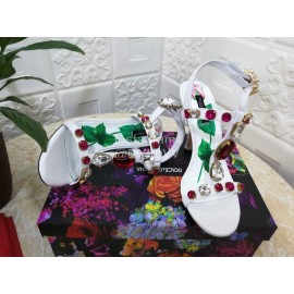 Dolce Gabbana Diamond Sheepskin High Heel Sandals For Women White