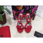 Dolce Gabbana Diamond Sheepskin High Heel Sandals For Women Red