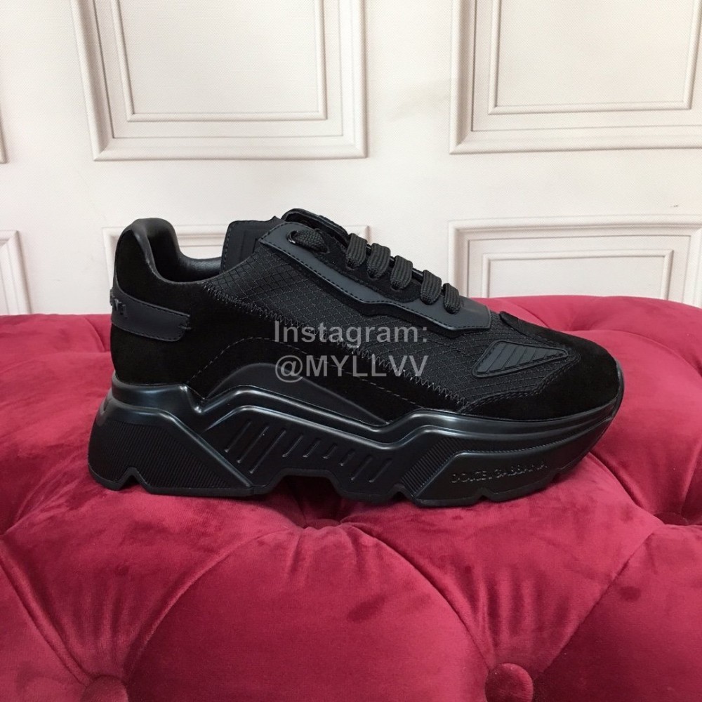 Dolce Gabbana New Calf Leather Thick Soles Sneakers For Men And Women Black