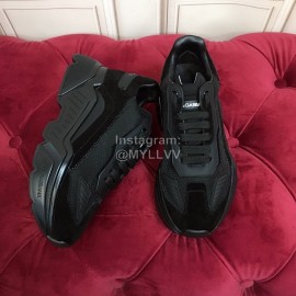 Dolce Gabbana New Calf Leather Thick Soles Sneakers For Men And Women Black