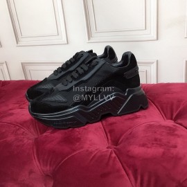 Dolce Gabbana New Calf Leather Thick Soles Sneakers For Men And Women Black