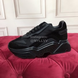 Dolce Gabbana New Calf Leather Thick Soles Sneakers For Men And Women Black