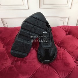 Dolce Gabbana New Calf Leather Thick Soles Sneakers For Men And Women Black