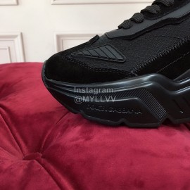 Dolce Gabbana New Calf Leather Thick Soles Sneakers For Men And Women Black