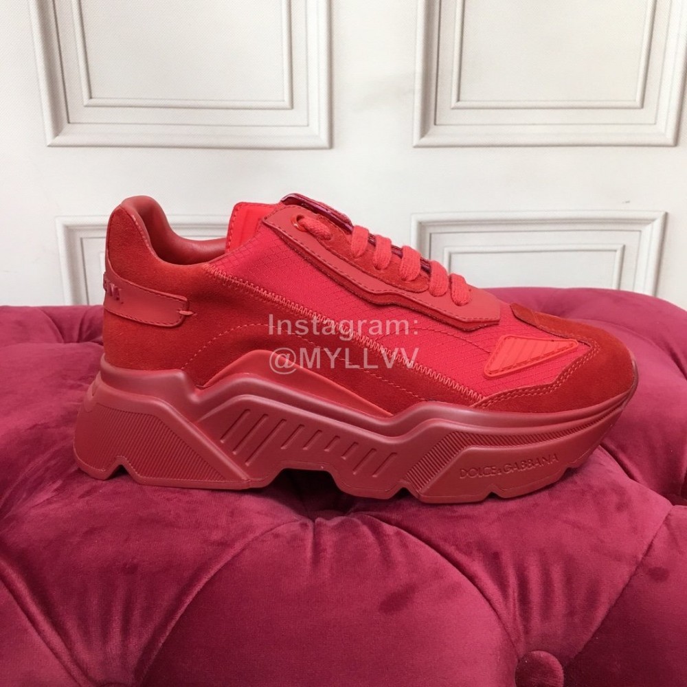 Dolce Gabbana New Calf Leather Thick Soles Sneakers For Men And Women Red