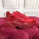 Dolce Gabbana New Calf Leather Thick Soles Sneakers For Men And Women Red