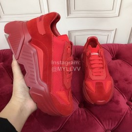Dolce Gabbana New Calf Leather Thick Soles Sneakers For Men And Women Red