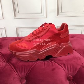 Dolce Gabbana New Calf Leather Thick Soles Sneakers For Men And Women Red