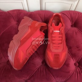Dolce Gabbana New Calf Leather Thick Soles Sneakers For Men And Women Red