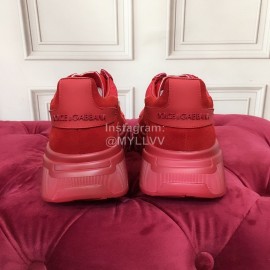 Dolce Gabbana New Calf Leather Thick Soles Sneakers For Men And Women Red