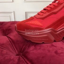 Dolce Gabbana New Calf Leather Thick Soles Sneakers For Men And Women Red