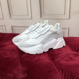 Dolce Gabbana New Calf Leather Thick Soles Sneakers For Men And Women White