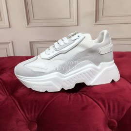 Dolce Gabbana New Calf Leather Thick Soles Sneakers For Men And Women White