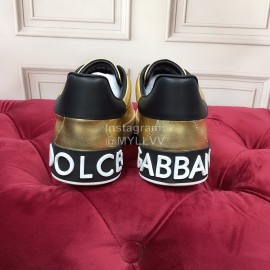 Dolce Gabbana Silk Cowhide Letter Printed Casual Shoes For Men And Women Gold