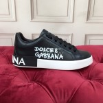 Dolce Gabbana Silk Cowhide Letter Printed Casual Shoes For Men And Women Black