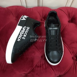 Dolce Gabbana Silk Cowhide Letter Printed Casual Shoes For Men And Women Black