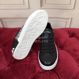 Dolce Gabbana Silk Cowhide Letter Printed Casual Shoes For Men And Women Black