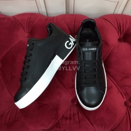 Dolce Gabbana Silk Cowhide Letter Printed Casual Shoes For Men And Women Black