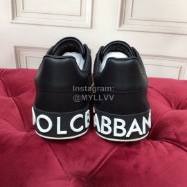 Dolce Gabbana Silk Cowhide Letter Printed Casual Shoes For Men And Women Black