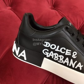 Dolce Gabbana Silk Cowhide Letter Printed Casual Shoes For Men And Women Black