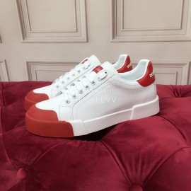 Dolce Gabbana Silk Cowhide Casual Shoes For Men And Women Red